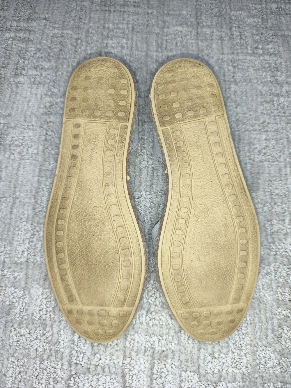 Verbenas Cruz Women's Gray Suede Peep Toe Espadrille Flats Shoes MadeIn Spain 39